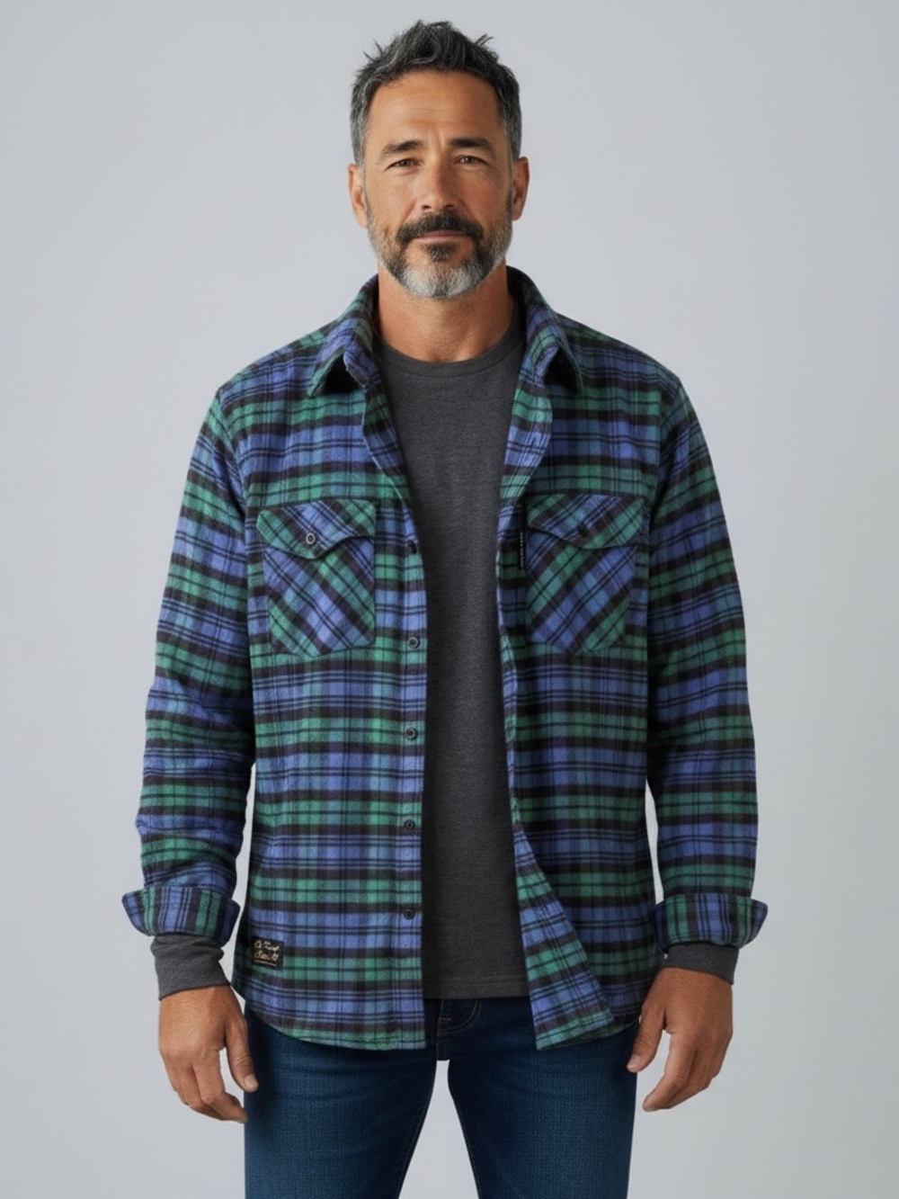 Men's Vermont Flannel Co. Blue & Green Plaid Button-Down Shirt